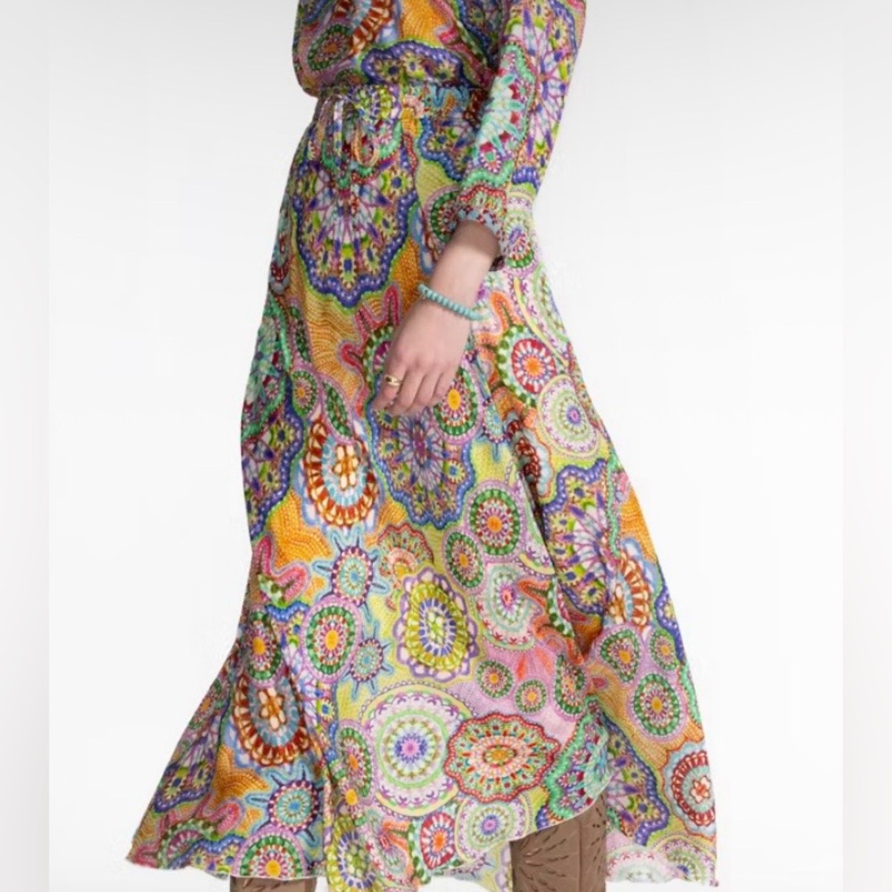 Johnny Was Multicolor Patterned Maxi Skirt